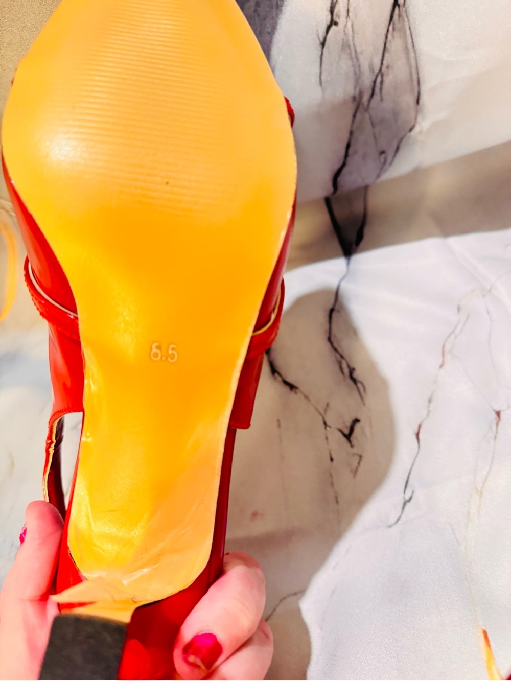 Incredibly Sexy Patent Red Slingback Pumps Size 8.5 - Picture 7 of 9